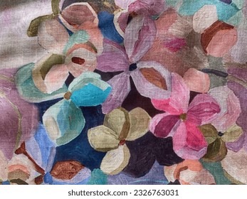 Vintage Floral digital print on linen fabric  - Powered by Shutterstock