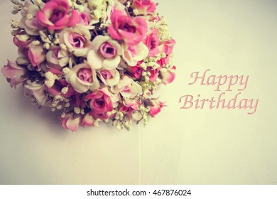 Vintage Flowers Card Happy Birthday Holiday Stock Photo 467876024 ...