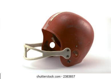 Vintage Football Helmet On White Background
