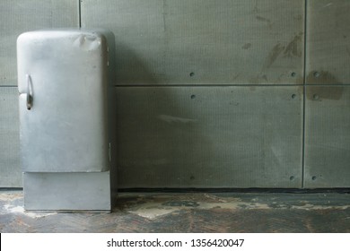 vintage fridge cement background