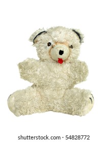 Vintage Fuzzy White Stuffed Polar Bear Toy