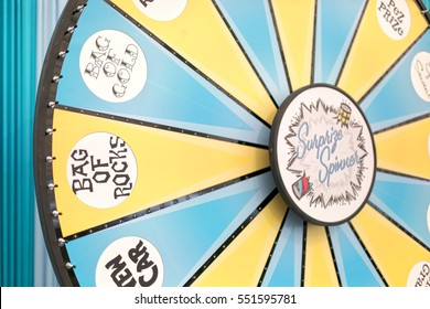 Vintage Game Show Wheel In Blue And Yellow