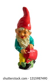 Vintage Garden Gnome Isolated On The White Background