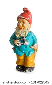 Vintage Garden Gnome Isolated On The White Background