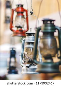 99 Old vintage rusty kerosene black lamp with blue background Images