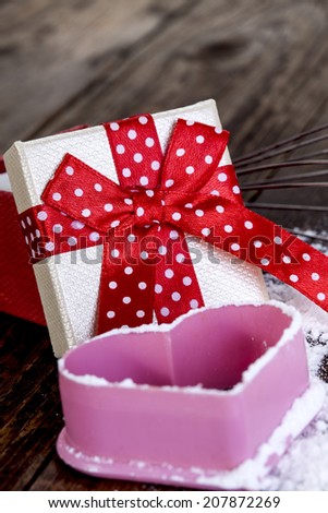 Similar – Image, Stock Photo White gift box with label on wooden table.