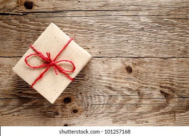 Vintage Gift Box On Wooden Background