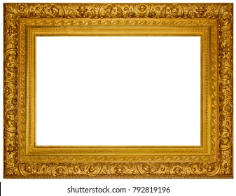 Vintage gilded wooden Frame Isolated with Clipping Path