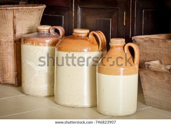 Vintage Glazed Ceramic Jug Whiskey Collective Stock Image