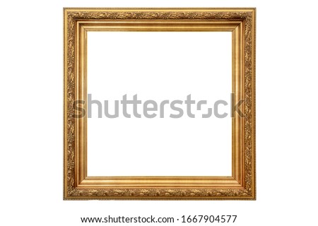 Vintage gold frame isolation on white