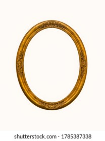 vintage gold oval frames or photo frame elegant isolated on white background.