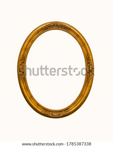 vintage gold oval frames or photo frame elegant isolated on white background.