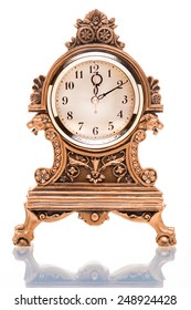 Vintage Gold Plated Clock Isolated