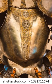 Vintage Golden Full Plate Armor Suite With Intricate Ornament