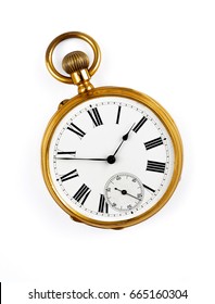 Vintage Golden Pocket Watch Isolated