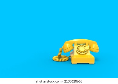 Vintage golden telephone arrangement on sky blue background - Shutterstock ID 2133620665