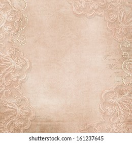 Vintage Gorgeous  Background With Lace And Pearls