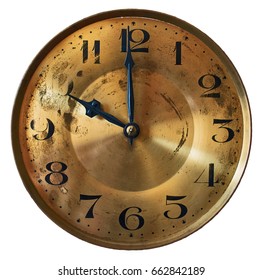 Vintage Grandfather Clock Clockface Isolated On White Background