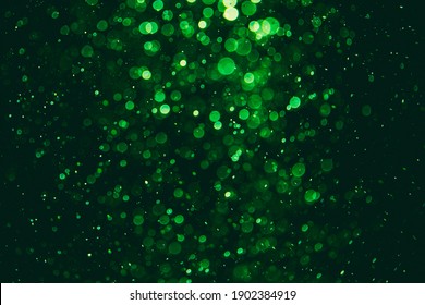 Vintage Green Bokeh Created By Neon Lights With Black Background