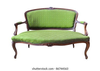 Vintage Green Luxury Armchair Isolated With Clipping Path