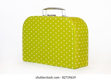 Vintage Green Polka Dot Lunch Box Isolated