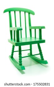 Vintage Green Rocking Chair In White Background