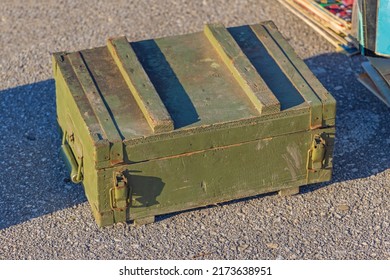 Vintage Green Wood Ammunition Military Box From WWII