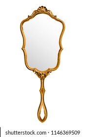 Vintage hand mirror isolated on white, included clipping path - Shutterstock ID 1146369509