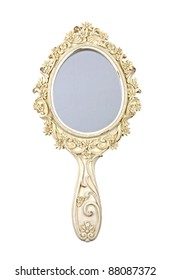 Vintage Hand Mirror Isolated On White