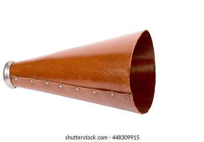 Vintage heavily used megaphone isolated on white/ Vintage Megaphone  With Copy Space