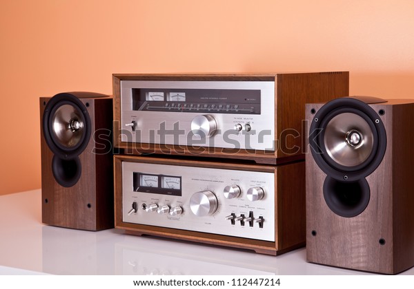 Vintage Hifi Stereo Amplifier Tuner Speakers Stockfoto Jetzt