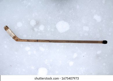 Vintage Hockey Sticks On The Pond