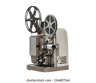 Vintage Home Movie Film Projector Isolated.