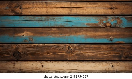 Vintage Horizontal Wooden Texture Background with Paint Remnants