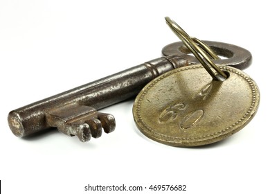 Vintage Hotel Key Isolated On White Background