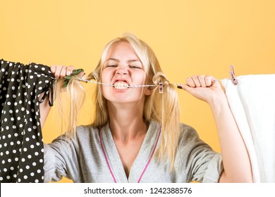 Vintage Housekeeper Woman Stressed Retro Housewife Stock Photo ... pic