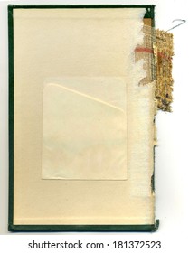 Vintage Inside Book Cover Page With Library Due Date Card Pocket.