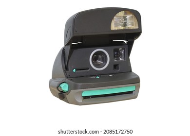 Vintage Instant Camera With Selective Focus  Isolated From Background On White