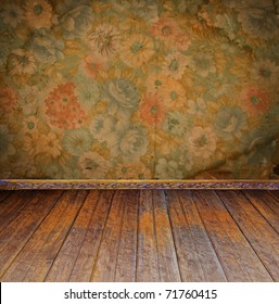 Vintage Interior With Floral Wallpaper