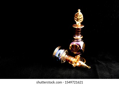 Vintage Iridescent Hand Blown Glass Perfume Bottle Daubers; Antique Blown Glass On A Black Background. 