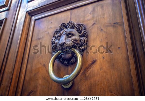 Vintage Italian Wooden Door Door Knocker Stock Photo Edit