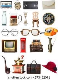 Vintage Items Isolated On White