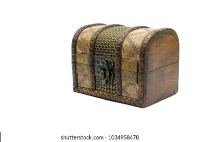 Vintage Jewellery Box With Lock Isolated On White Background