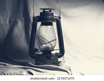 Vintage Kerosene Lamp Antique White Background