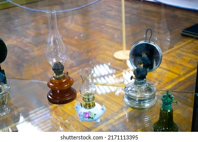 Vintage Kerosene Lamp On The Table