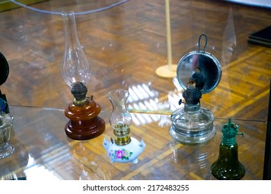 Vintage Kerosene Lamp On The Table