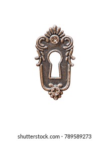 Vintage Key Hole In White Isolated Graphic Element