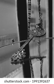 Vintage Key Necklace Hung Upon A Mirror