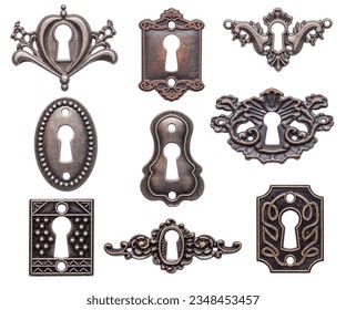 Vintage keyholes collection isolated on white background