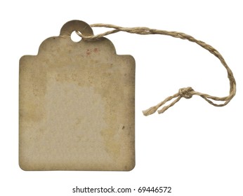 Vintage Label With String Isolated On White